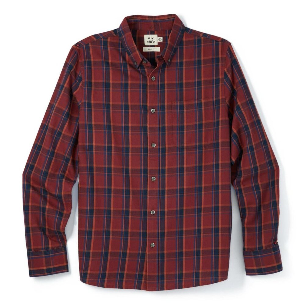 Flint and Tinder Featherweight Plaid Button Down Shirt - Men's Large Slim Fit